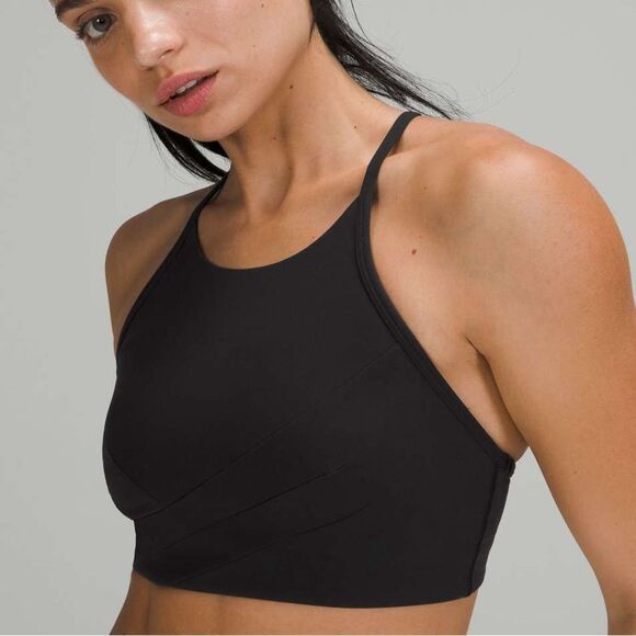 Lululemon Flow Y Wrap- Front High Neck Bra Sz 10 black NWT - Picture 7 of 9
